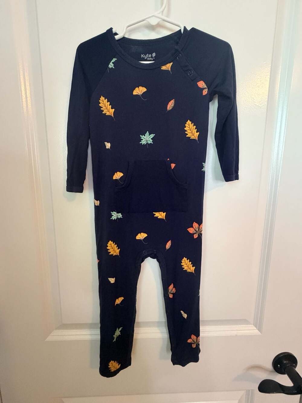Kyte Baby Navy Foliage Fall Leaf Longall 3T